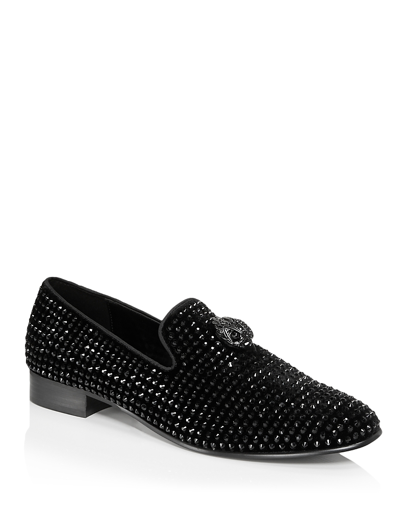 Kurt Geiger Ace Stud Crystal-embellished Loafers In Black