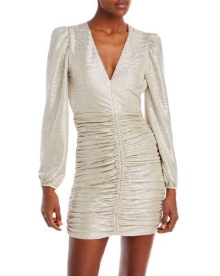 BCBG Gold Metallic Ruched Dress