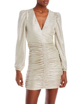 Bcbg metallic ruched dress best sale