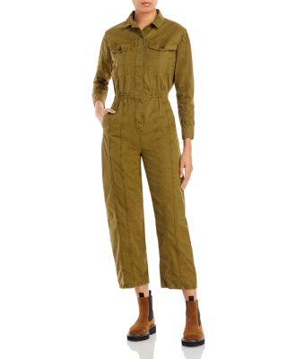 Frame Cinched Jumpsuit In Washed Surplus