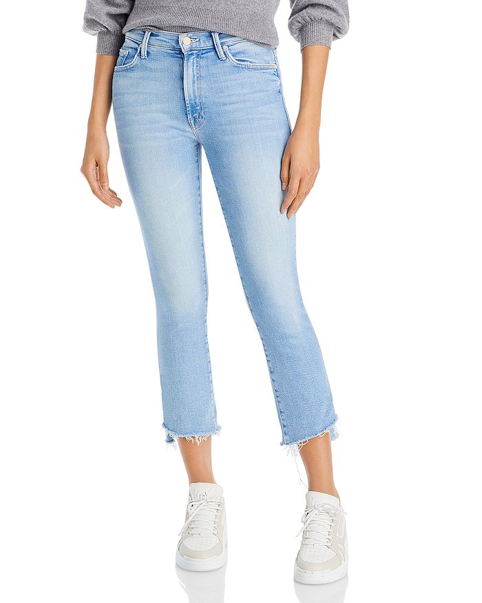 Mother The Insider High Rise Crop Step Fray Bootcut Jeans In Love In A Boat