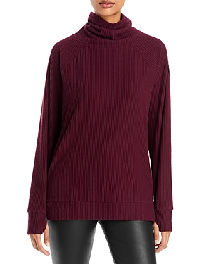 MARC NEW YORK RIBBED FUNNEL NECK PULLOVER TOP