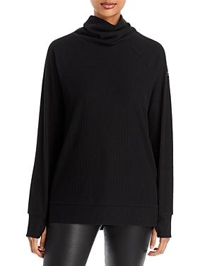 MARC NEW YORK RIBBED FUNNEL NECK PULLOVER TOP