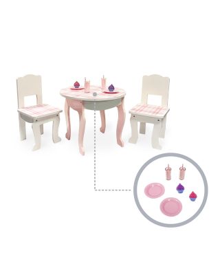 Kids Aurora Princess 18" Doll Pink Plaid Table & Chair with Accessories, Delight Pink - Ages 3-7