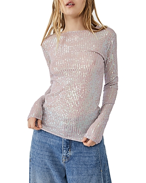 FREE PEOPLE GOLD RUSH SEQUINED TOP