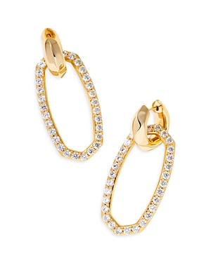 Kendra Scott Danielle Mother Of Pearl Link Charm Huggie Hoop Earrings In Gold White
