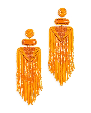 Deepa By Deepa Gurnani Jody Hand Embroidered Beaded Chandelier Earrings In Orange