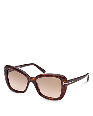 Tom Ford Maeve 55mm Gradient Polarized Butterfly Sunglasses In Havana/brown Gradient