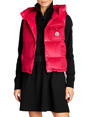Moncler Eau Shell-trimmed Quilted Down Cotton-blend Corduroy Vest In Red