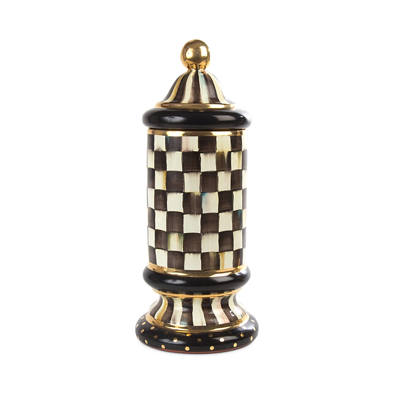 Mackenzie-childs Courtly Check Lidded Column Canister In Multi