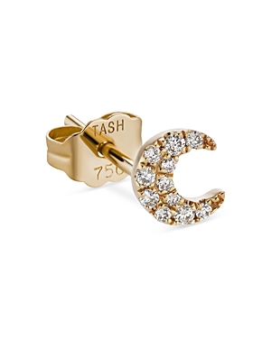 Shop Maria Tash 18k Yellow Gold Diamond Crescent Moon Single Stud Earring