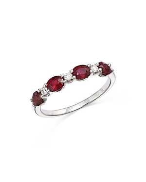 Bloomingdale's Ruby & Diamond Stacking Ring In 14k White Gold - 100% Exclusive In Red/white