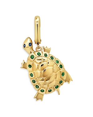 Graziela 18K Yellow Gold Emerald & Blue Sapphire River Turtle Pendant