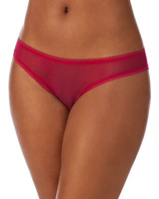 On Gossamer Mesh Hip Bikini In Red Ruby