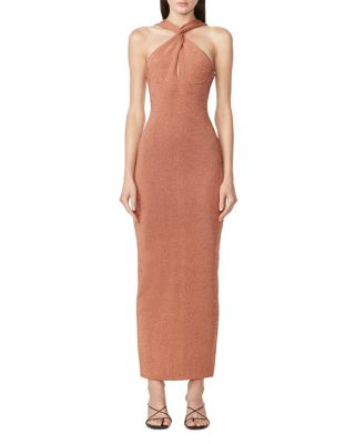 Herv Lger Metallic Twisted Halter Gown | Bloomingdale's