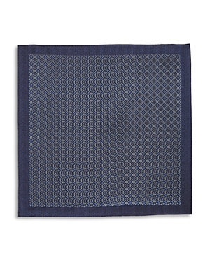 The Men's Store At Bloomingdale's Large Medallion Neat Border Silk Pocket Square - 100% Exclusive In Navy/blue