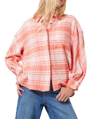 FRENCH CONNECTION Cotton Arla Contrast Plaid Flannel Shirt | Bloomingdale's