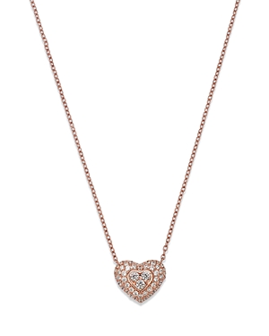 Bloomingdale's Diamond Heart Cluster Pendant Necklace In 14k Rose Gold, 0.50 Ct. T.w. - 100% Exclusive