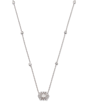 Bloomingdale's Diamond Baguette & Round Mosaic Pendant Necklace in 14K White Gold, 0.60 ct. t.w. - 1