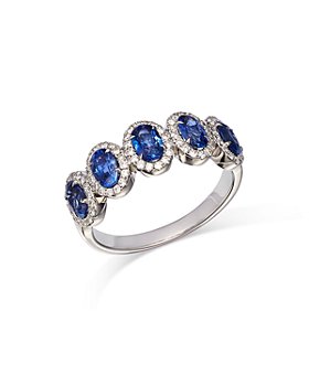 Bloomingdale's - Blue Sapphire & Diamond Multi-Halo Ring in 14K White Gold - 100% Exclusive
