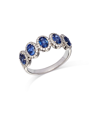 Bloomingdale's Blue Sapphire & Diamond Multi-halo Ring In 14k White Gold - 100% Exclusive In Blue/white