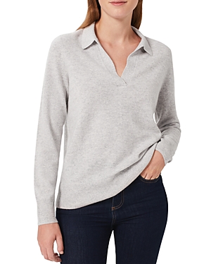 Hobbs London Cashmere Kayla Collared Jumper In Pale Gray