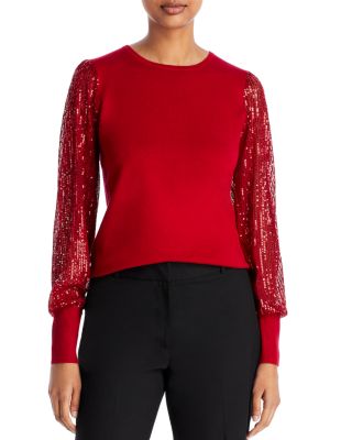 T Tahari - Sequined Blouson Sleeve Blouse