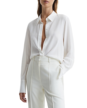 Reiss Eden Matte Silk Tunic In Ivory