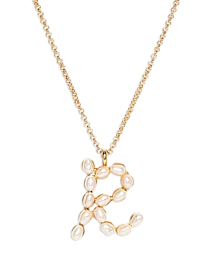 Aqua Imitation Pearl Initial Pendant Necklace In Gold Tone - 100% Exclusive In R