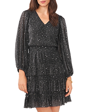 VINCE CAMUTO SPARKLE DOT TIERED DRESS