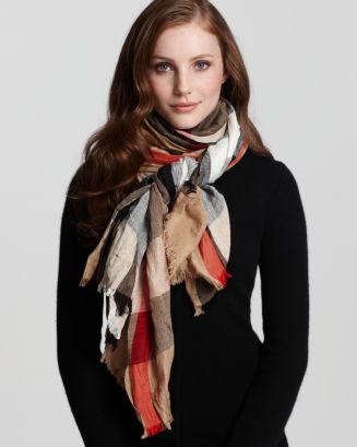 Burberry Mega Check Linen Scarf | Bloomingdale's