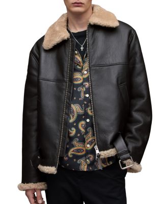 ALLSAINTS Hamel Shearling Leather Jacket | Bloomingdale's