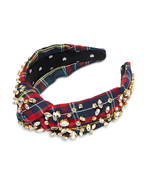Lele Sadoughi Crystal Embellished Plaid Knot Headband