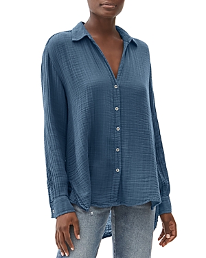 Michael Stars Relaxed Button Down Top In Pebble