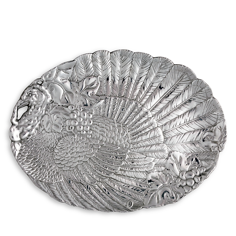 Vagabond House Turkey Aluminum Oval Platter In Silver