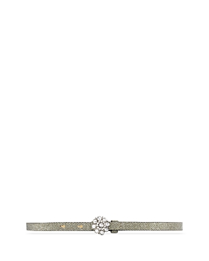 Ganni Women's Embellished Glitter Belt In Gold