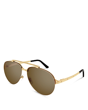 Cartier 58mm Polarized Aviator Sunglasses In Gold/brown Solid