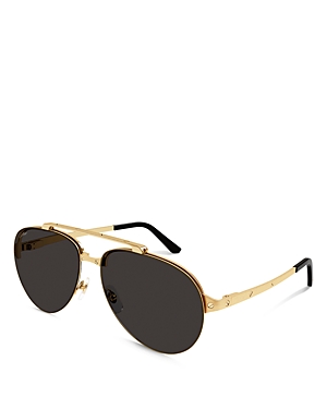 Cartier Men's Santos Evolution 24k Gold-plated 61mm Pilot Sunglasses In Gold/gray Solid