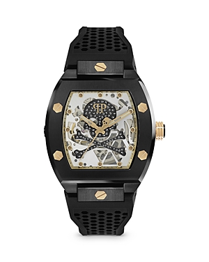 Shop Philipp Plein The $keleton Watch, 44mm X 56mm In Gray/black