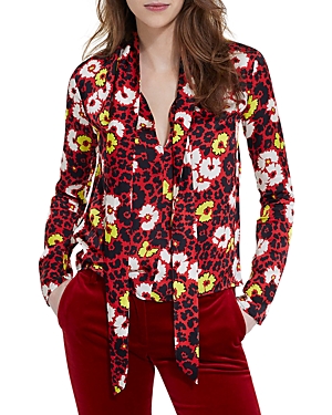 The Kooples Wild Blossom Tie Neck Blouse