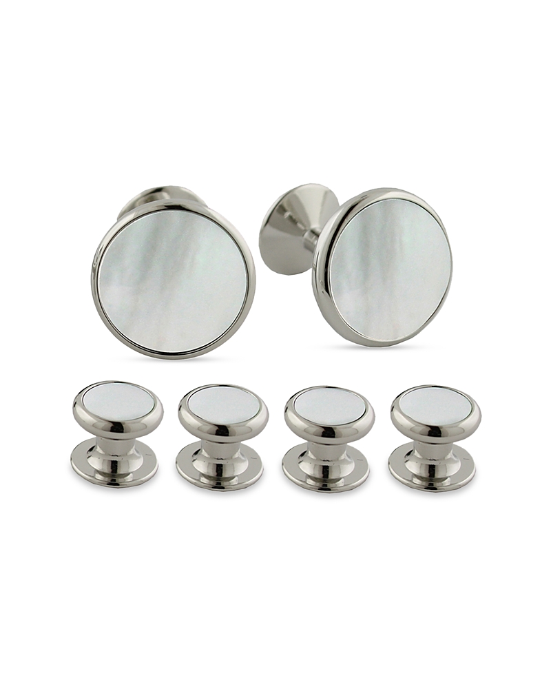 DAVID DONAHUE MOTHER OF PEARL INLAY STUD & CUFFLINK SET