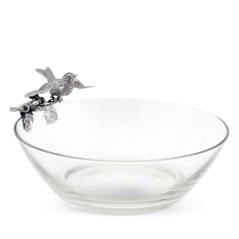 Vagabond House Songbird Glass Bowl In Pewter