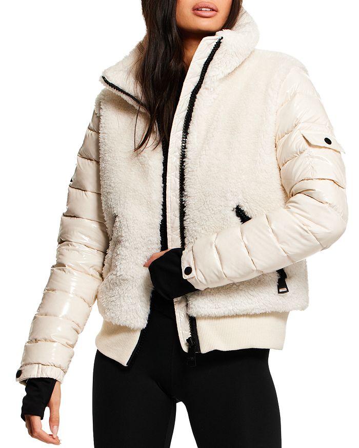 Shop Sam Carson Sherpa Bomber Jacket In Icing/white