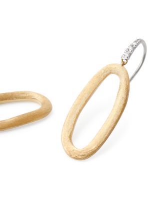 18K White &amp; Yellow Gold Jaipur Link Diamond Oval Link Drop Earrings