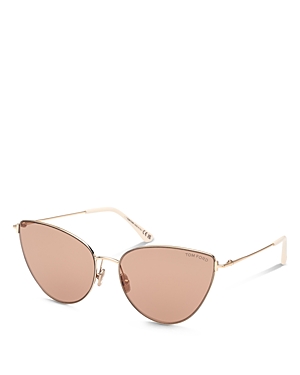 Tom Ford Anais Cat Eye Sunglasses, 62mm In Gold/brown Mirror