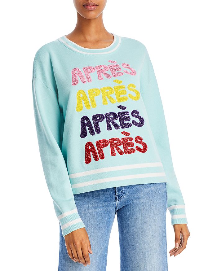 Alice and Olivia Gleeson Wool Blend Embellished Après Sweater