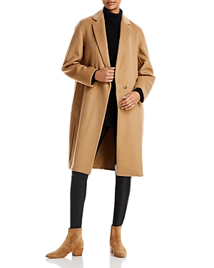 Vince Classic Straight Wool-blend Coat In Camello
