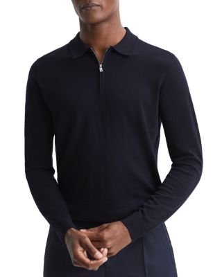 Reiss Blackhall Wool Funnel Neck Half Zip Pullover In Navy