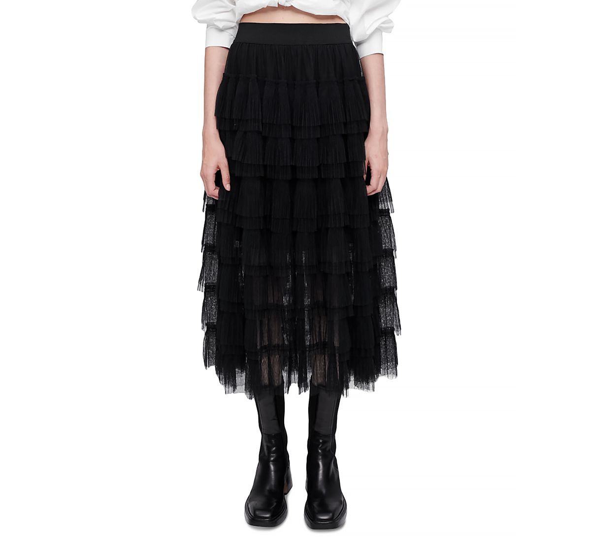 Maje Josepha Tiered Tulle Skirt