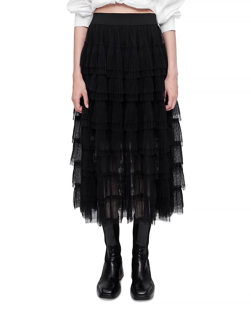 Maje Josepha Tiered Tulle Skirt